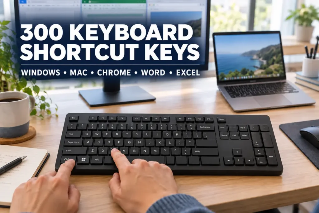 300 Keyboard Shortcut Keys for Windows, Mac and Popular Apps